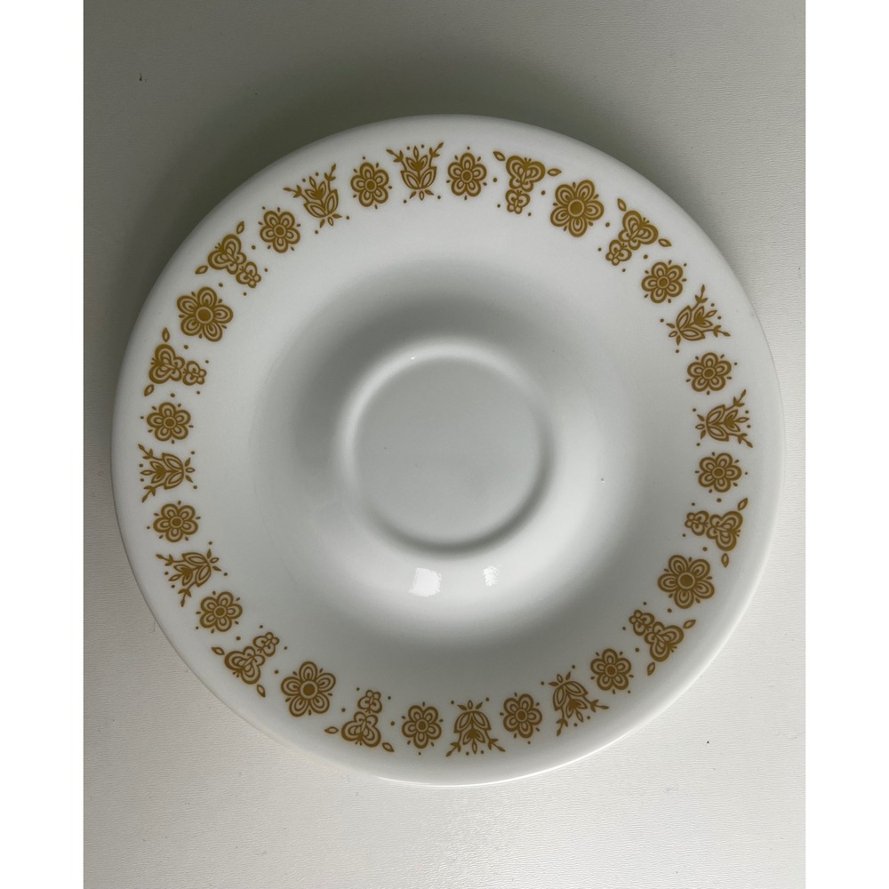 Corelle Butterfly Gold Saucer Floral Pattern White Ceramic Replacement 6 1/4"